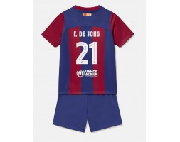 Barcelona Frenkie de Jong #21 babykläder Hemmatröja barn 2023-24 Korta ärmar (+ Korta byxor)